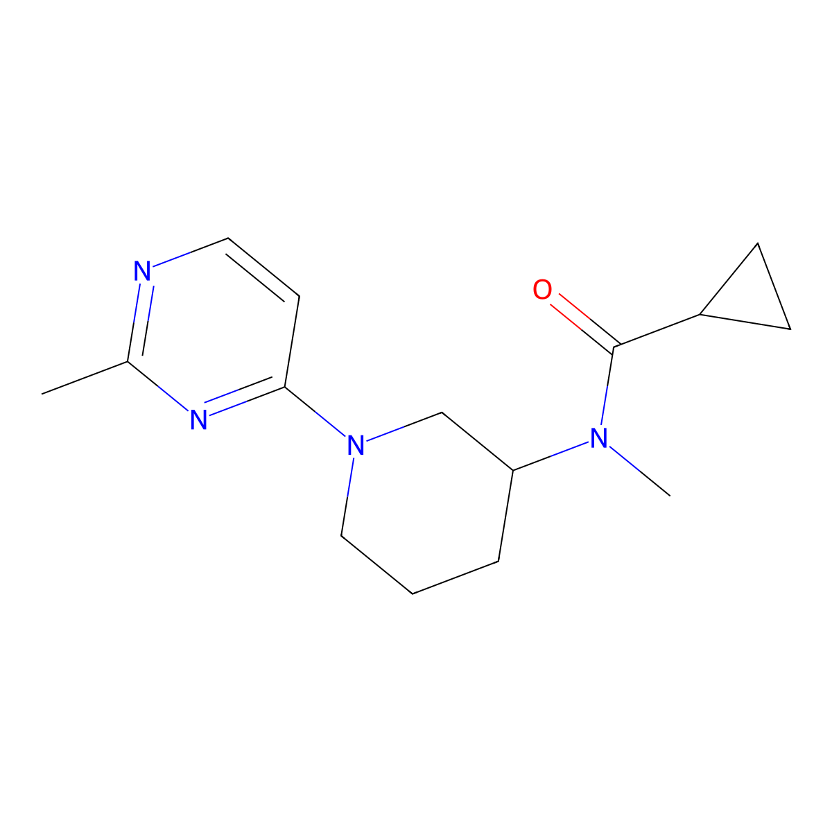 N-methyl-N-[1-(2-methylpyrimidin-4-yl)piperidin-3-yl]cyclopropanecarboxamide molecular structure, CAS 2877692-39-0