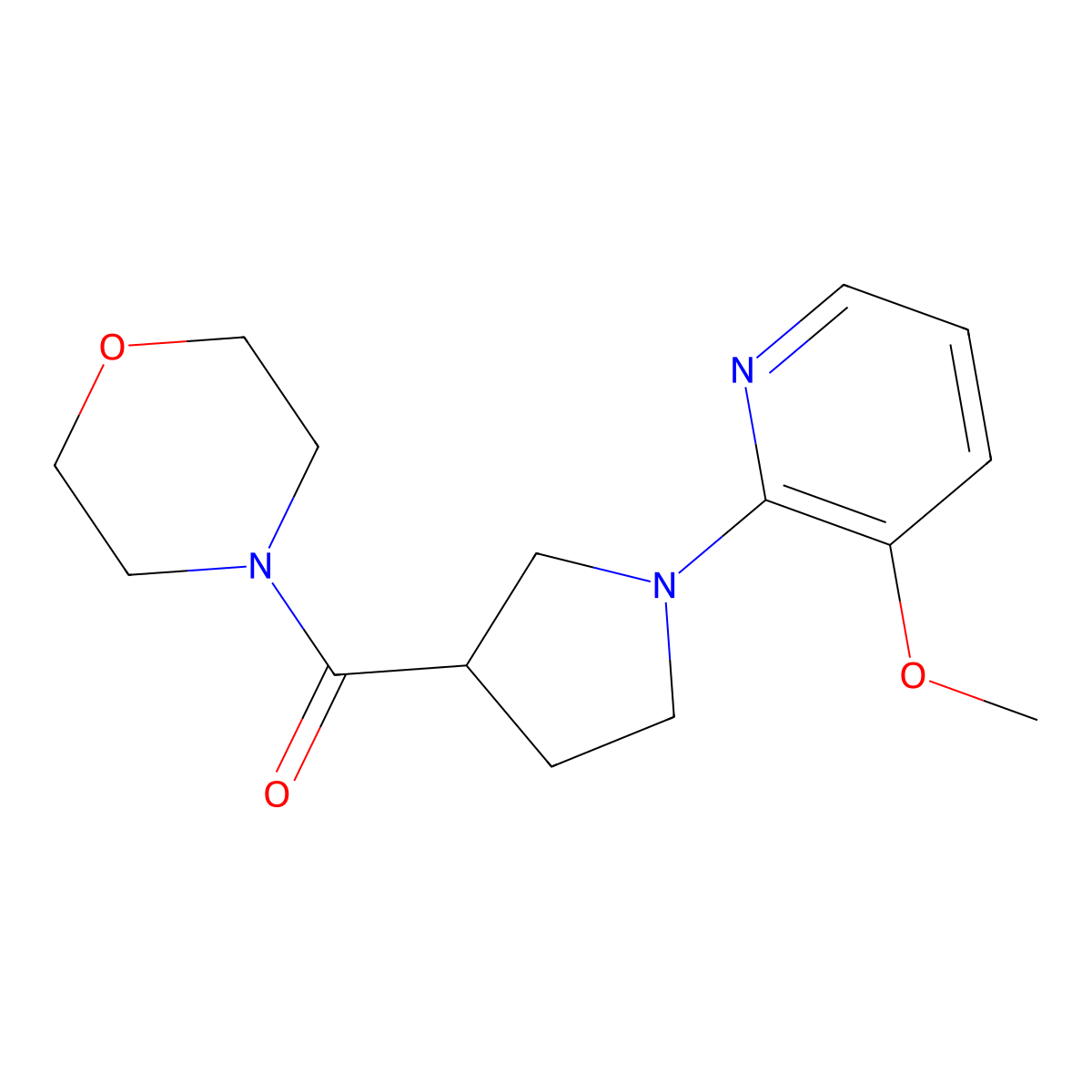4-[1-(3-Methoxypyridin-2-yl)pyrrolidine-3-carbonyl]morpholine molecular structure, CAS 2877701-38-5