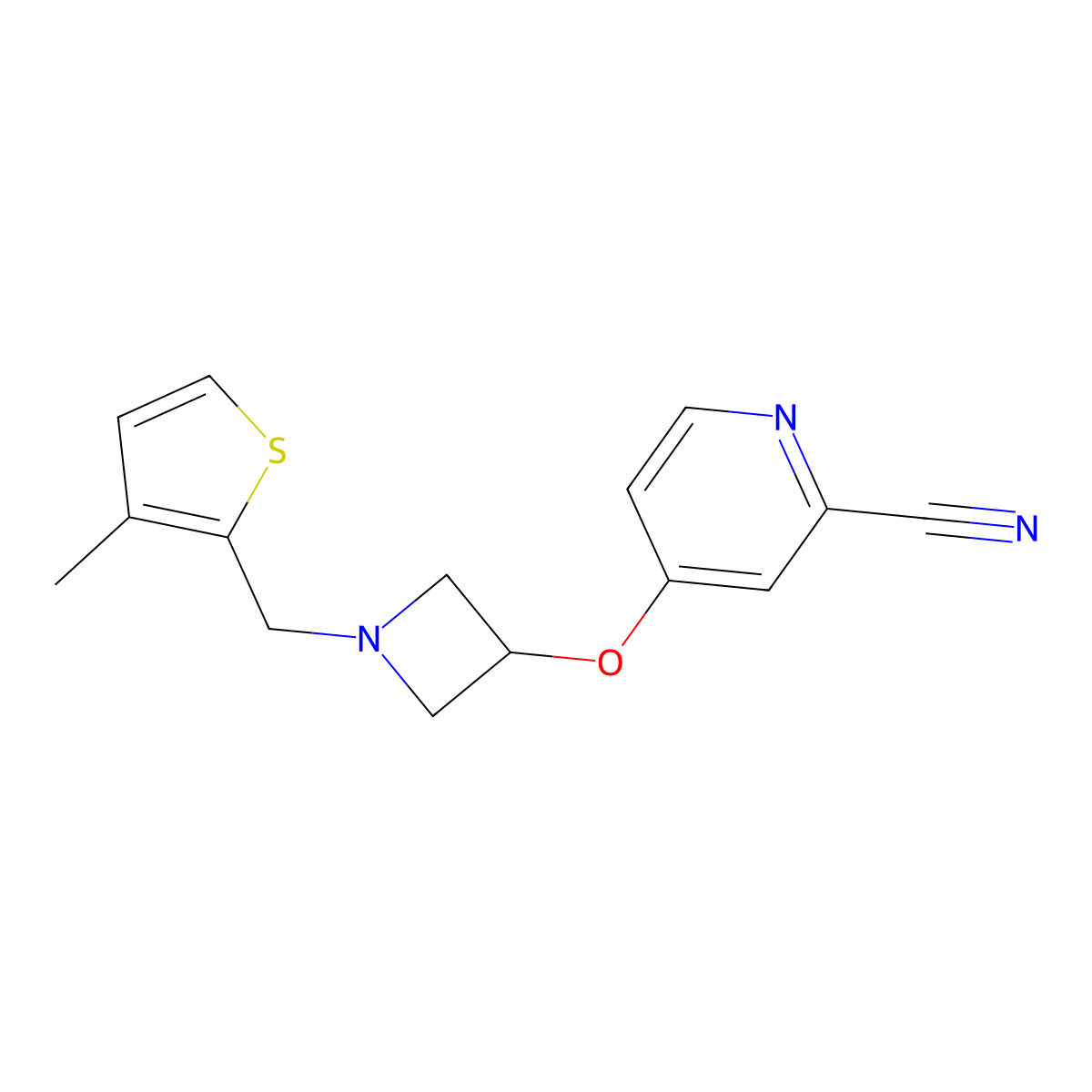 4-({1-[(3-Methylthiophen-2-yl)methyl]azetidin-3-yl}oxy)pyridine-2-carbonitrile molecular structure, CAS 2877701-44-3