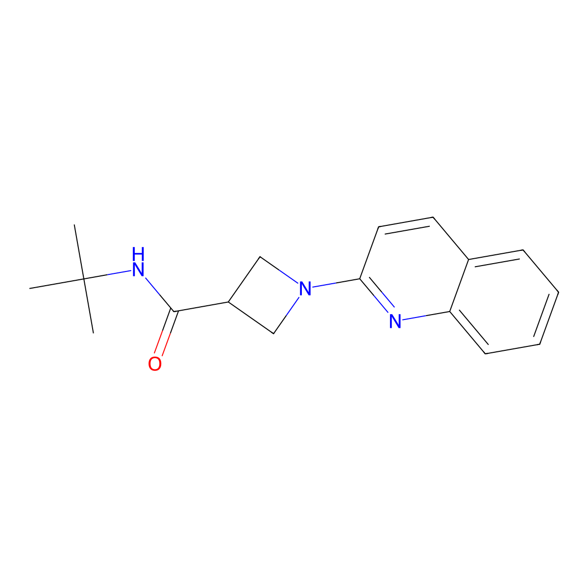 N-tert-butyl-1-(quinolin-2-yl)azetidine-3-carboxamide molecular structure, CAS 2877701-48-7