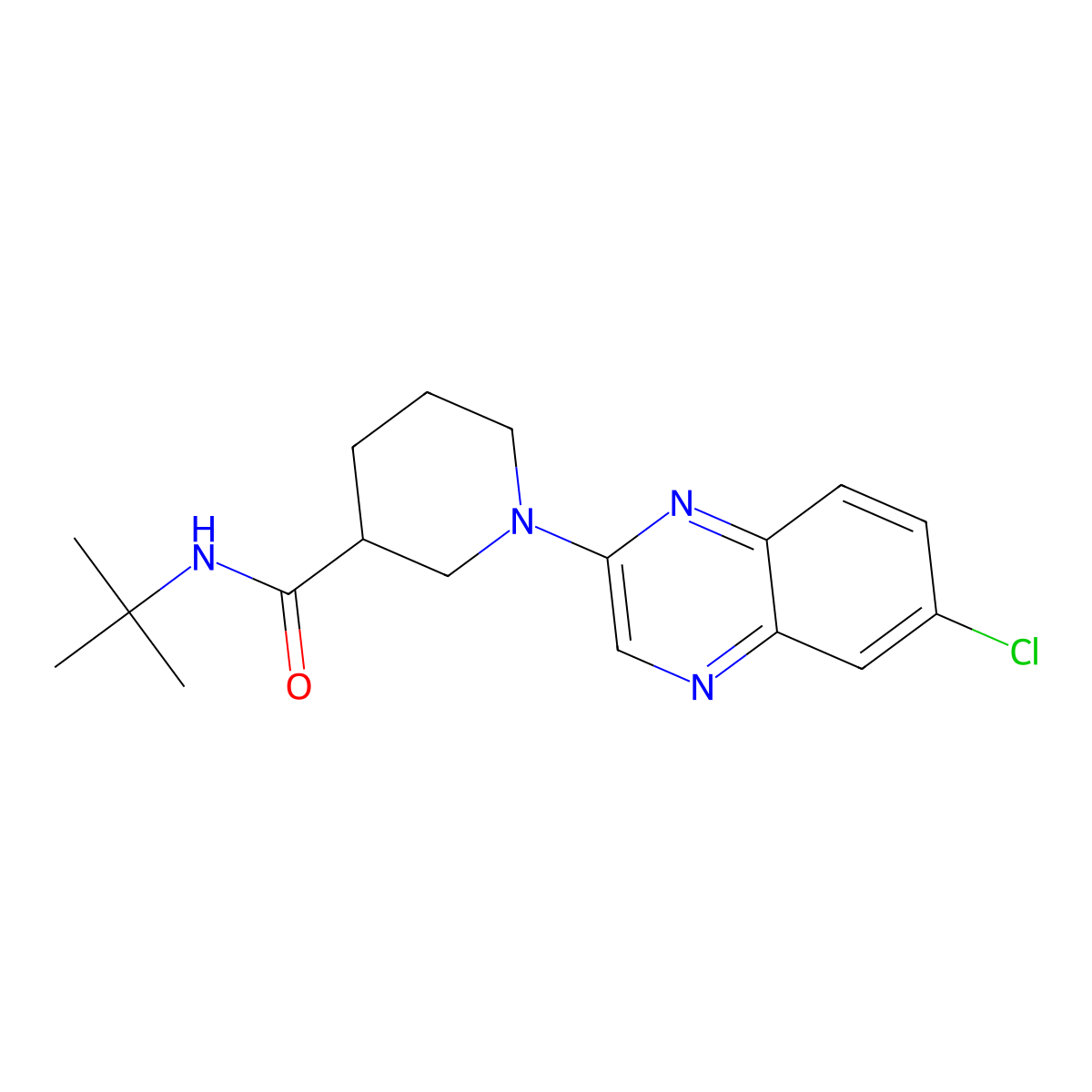 N-tert-butyl-1-(6-chloroquinoxalin-2-yl)piperidine-3-carboxamide molecular structure, CAS 2877701-49-8