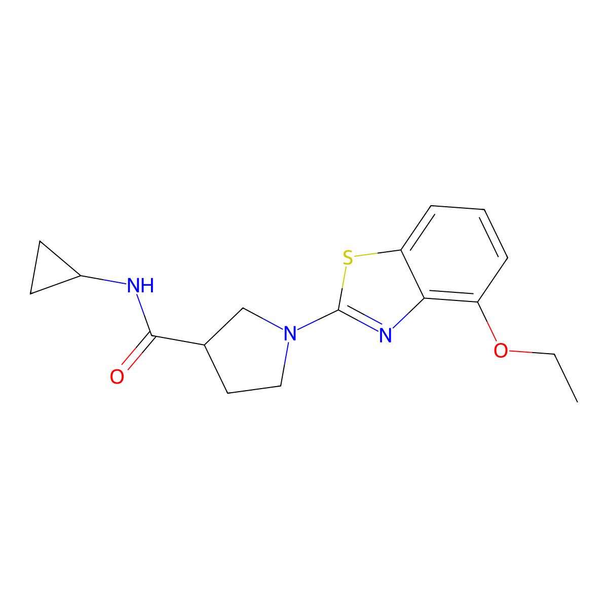 N-cyclopropyl-1-(4-ethoxy-1,3-benzothiazol-2-yl)pyrrolidine-3-carboxamide molecular structure, CAS 2877701-51-2