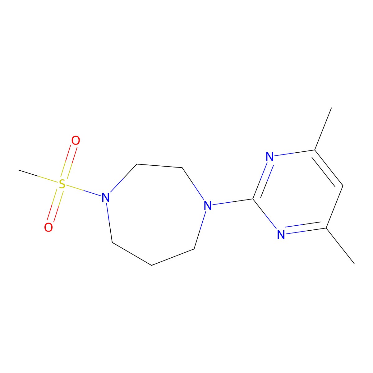 1-(4,6-Dimethylpyrimidin-2-yl)-4-methanesulfonyl-1,4-diazepane molecular structure, CAS 2877701-60-3