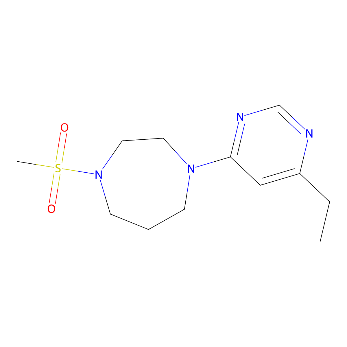 1-(6-Ethylpyrimidin-4-yl)-4-methanesulfonyl-1,4-diazepane molecular structure, CAS 2877701-61-4