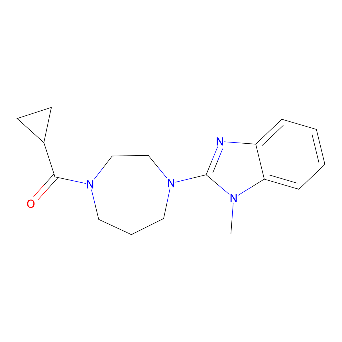 2-(4-cyclopropanecarbonyl-1,4-diazepan-1-yl)-1-methyl-1H-1,3-benzodiazole molecular structure, CAS 2877701-66-9