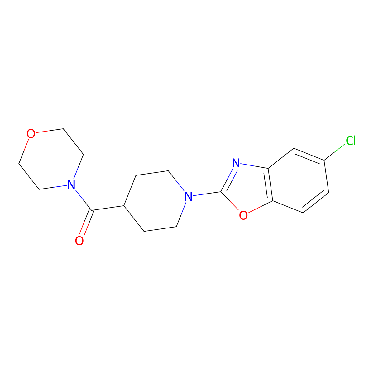 5-Chloro-2-[4-(morpholine-4-carbonyl)piperidin-1-yl]-1,3-benzoxazole molecular structure, CAS 2877701-67-0