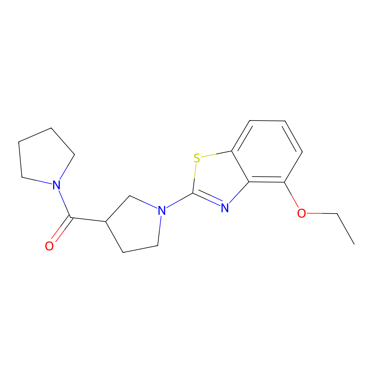 4-Ethoxy-2-[3-(pyrrolidine-1-carbonyl)pyrrolidin-1-yl]-1,3-benzothiazole molecular structure, CAS 2877701-72-7