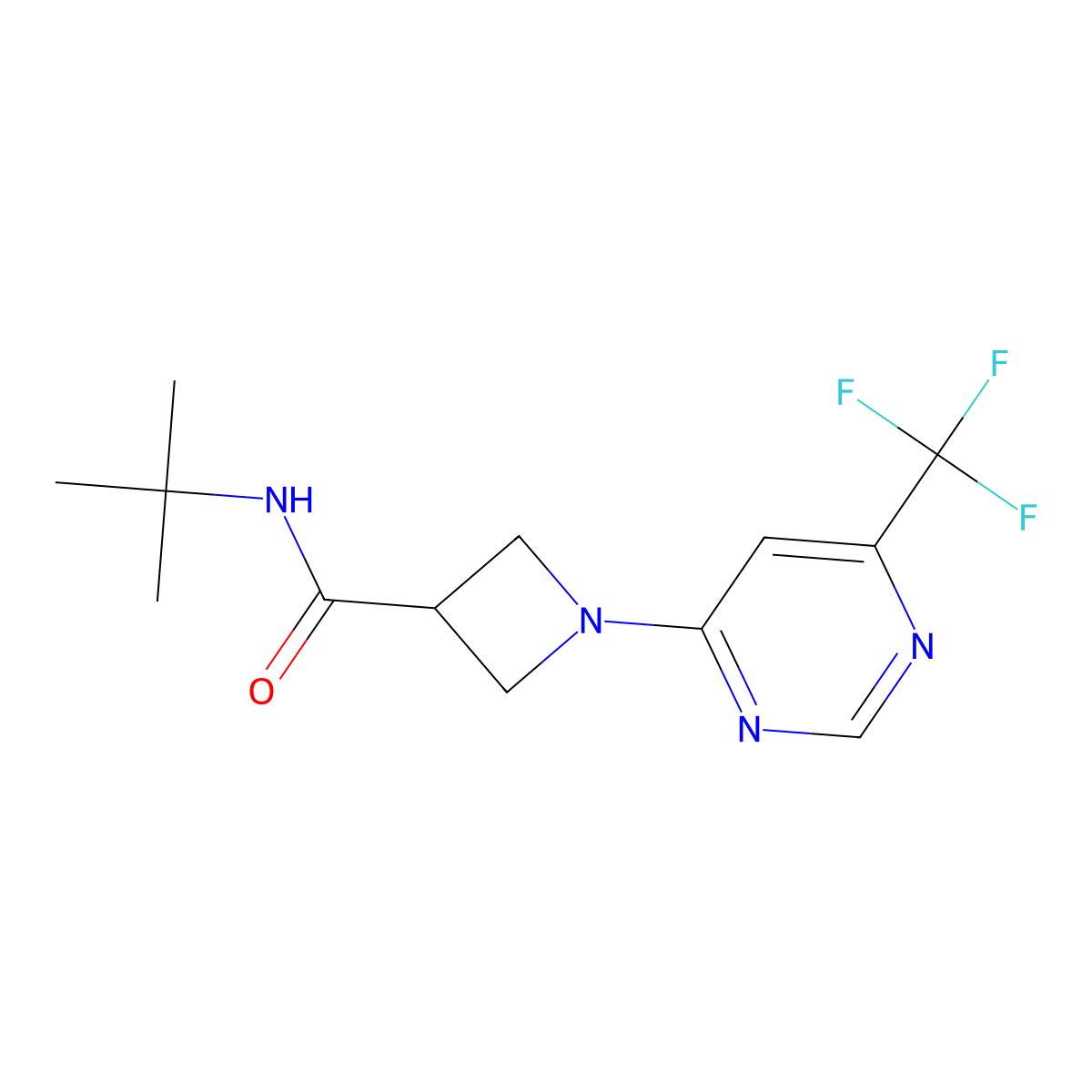 N-tert-butyl-1-[6-(trifluoromethyl)pyrimidin-4-yl]azetidine-3-carboxamide molecular structure, CAS 2877701-75-0