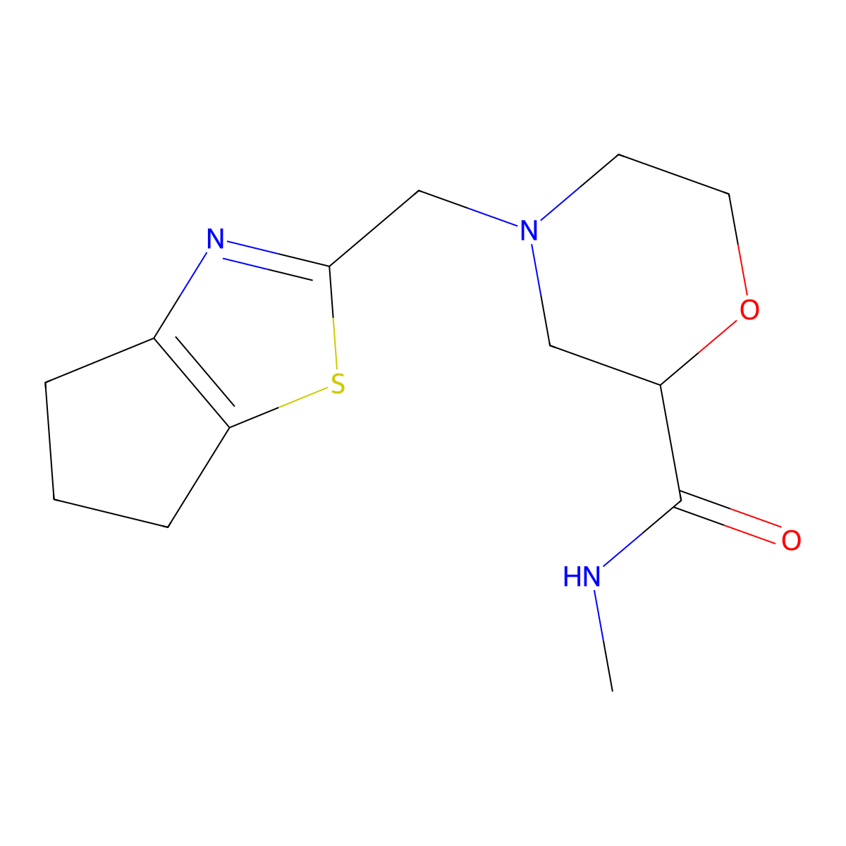 4-({4H,5H,6H-cyclopenta[d][1,3]thiazol-2-yl}methyl)-N-methylmorpholine-2-carboxamide molecular structure, CAS 2877701-76-1