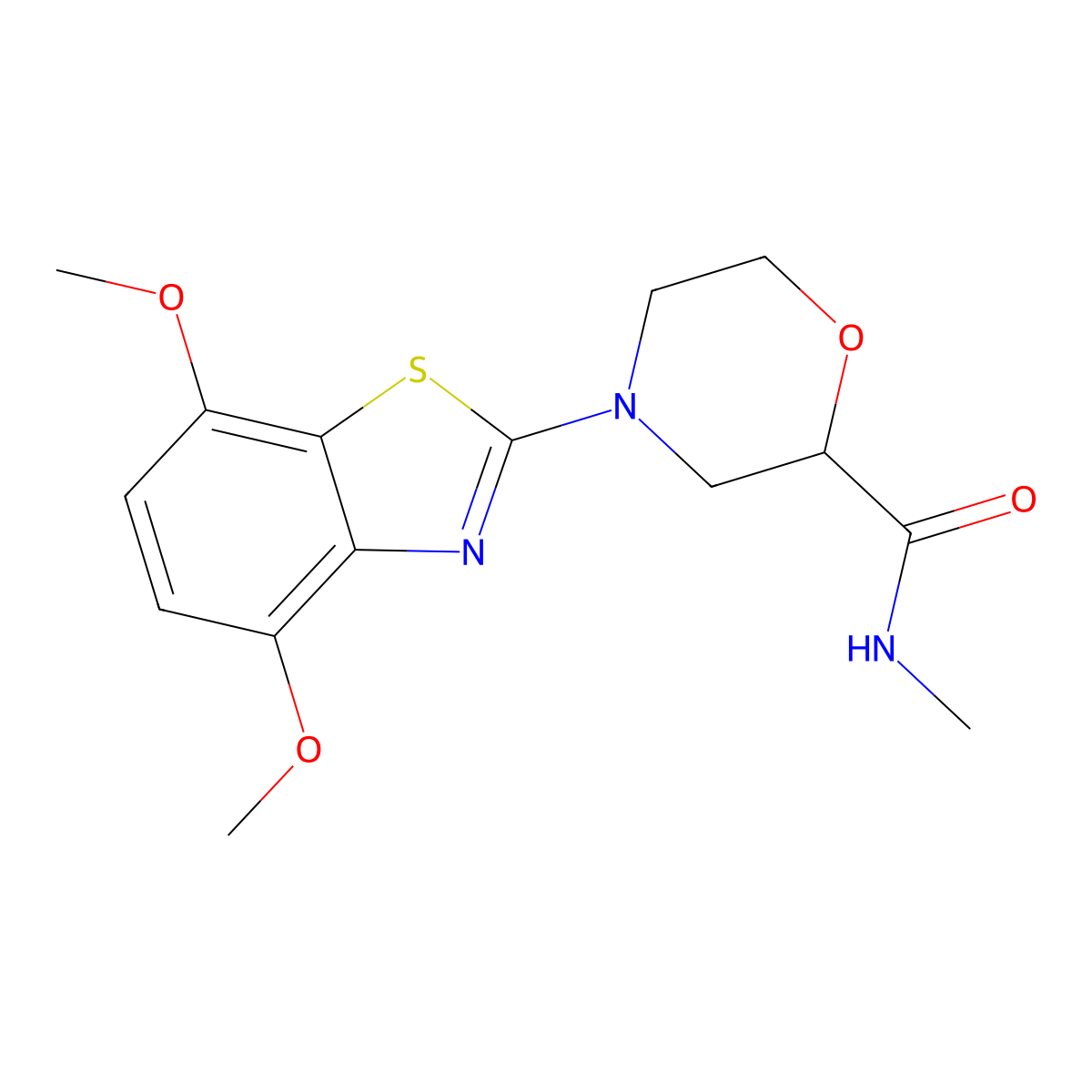 4-(4,7-dimethoxy-1,3-benzothiazol-2-yl)-N-methylmorpholine-2-carboxamide molecular structure, CAS 2877701-80-7