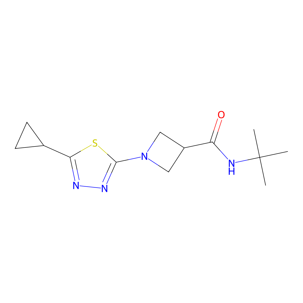 N-tert-butyl-1-(5-cyclopropyl-1,3,4-thiadiazol-2-yl)azetidine-3-carboxamide molecular structure, CAS 2877701-88-5