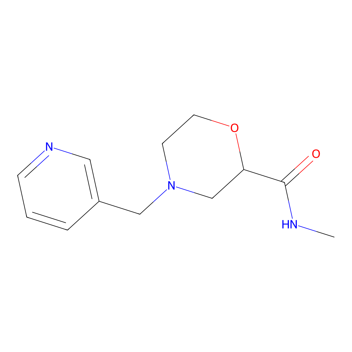 N-methyl-4-[(pyridin-3-yl)methyl]morpholine-2-carboxamide molecular structure, CAS 2877701-91-0