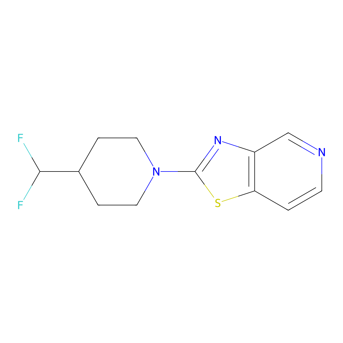 4-(Difluoromethyl)-1-{[1,3]thiazolo[4,5-c]pyridin-2-yl}piperidine molecular structure, CAS 2877701-94-3