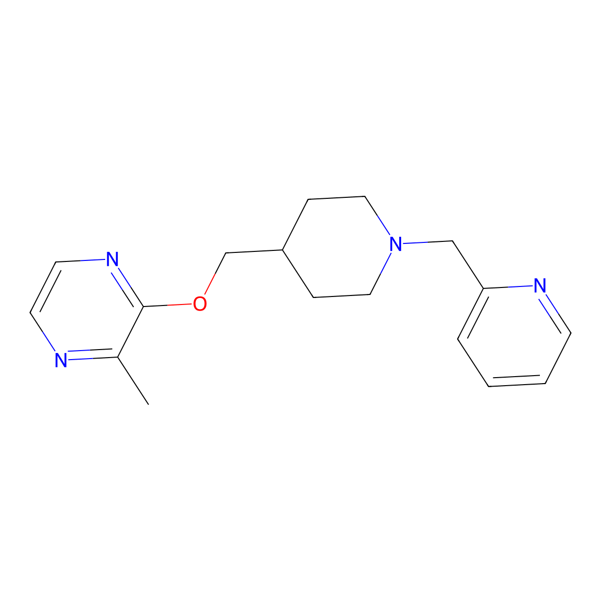 2-Methyl-3-({1-[(pyridin-2-yl)methyl]piperidin-4-yl}methoxy)pyrazine molecular structure, CAS 2877701-96-5
