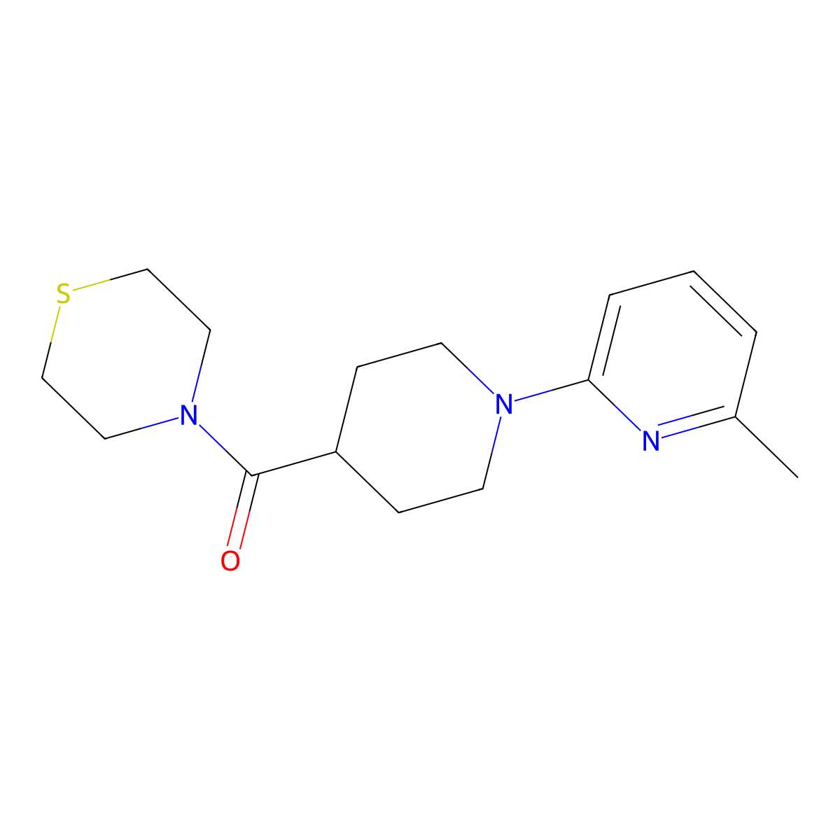 4-[1-(6-Methylpyridin-2-yl)piperidine-4-carbonyl]thiomorpholine molecular structure, CAS 2877701-98-7