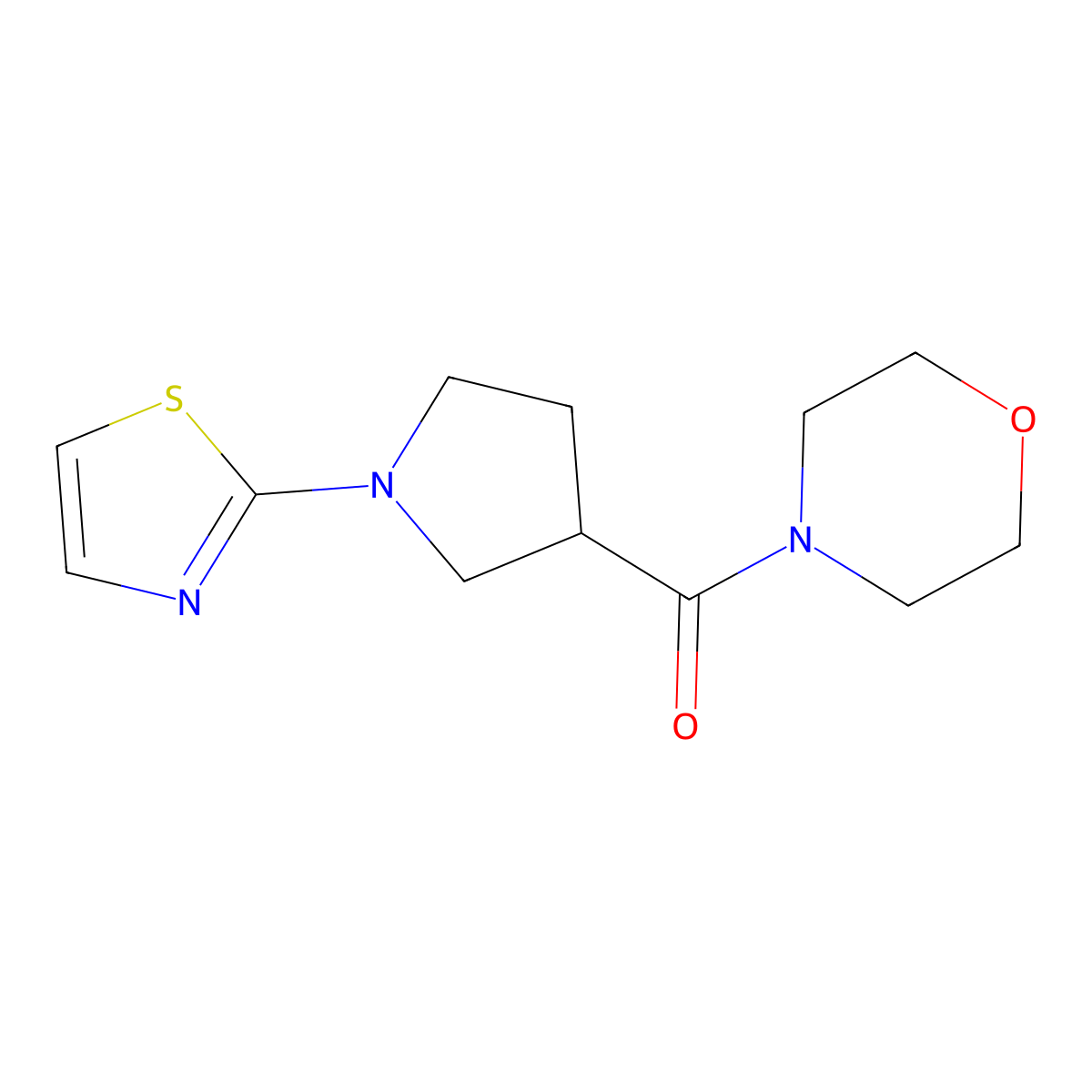 4-[1-(1,3-Thiazol-2-yl)pyrrolidine-3-carbonyl]morpholine molecular structure, CAS 2877702-01-5
