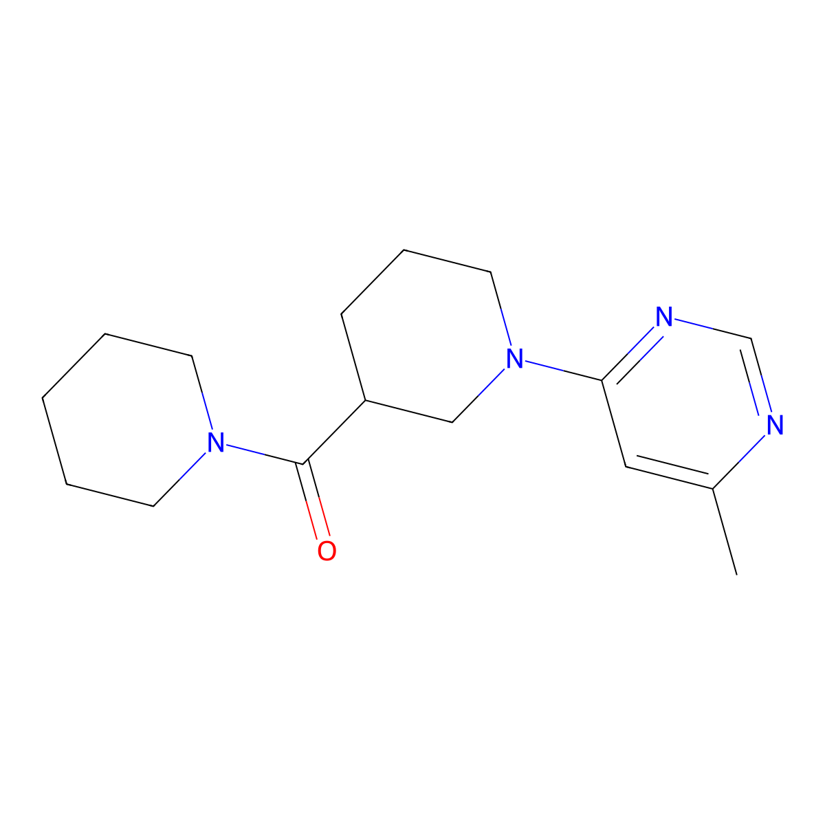 4-Methyl-6-[3-(piperidine-1-carbonyl)piperidin-1-yl]pyrimidine molecular structure, CAS 2877702-03-7