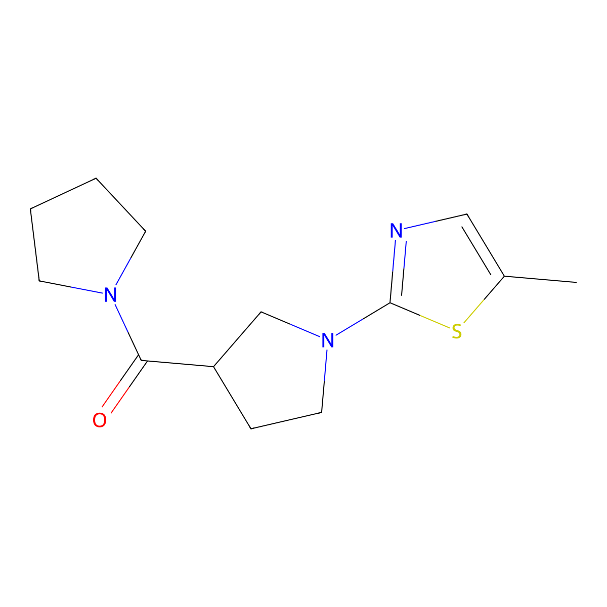 5-Methyl-2-[3-(pyrrolidine-1-carbonyl)pyrrolidin-1-yl]-1,3-thiazole molecular structure, CAS 2877702-04-8