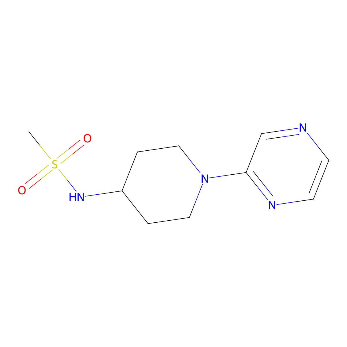 N-[1-(pyrazin-2-yl)piperidin-4-yl]methanesulfonamide molecular structure, CAS 2877702-06-0