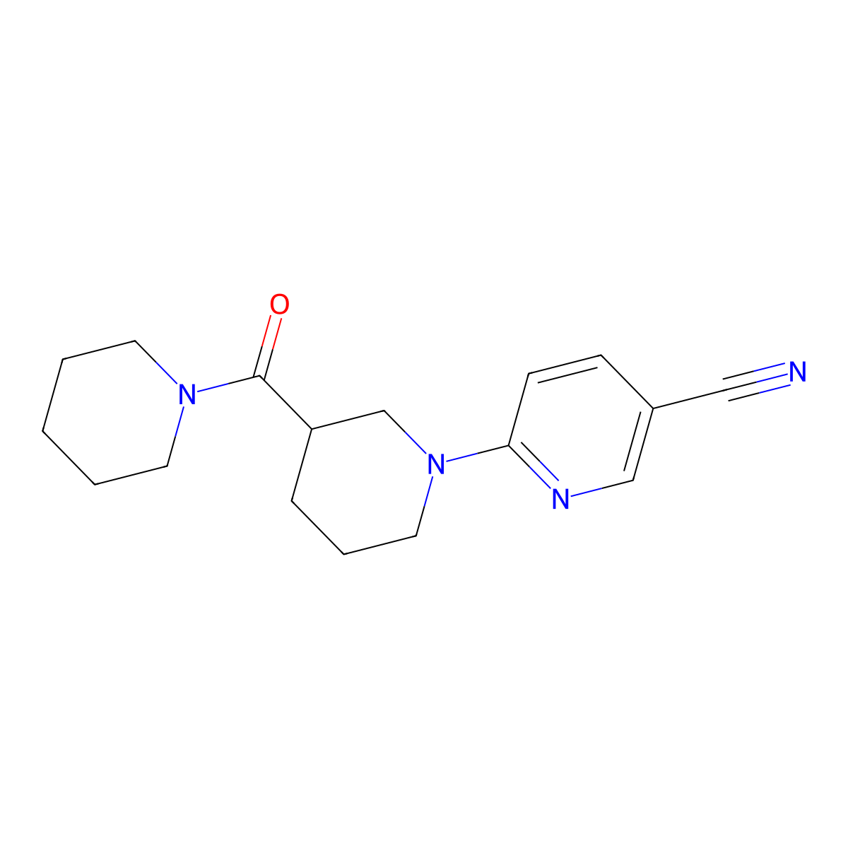 6-[3-(Piperidine-1-carbonyl)piperidin-1-yl]pyridine-3-carbonitrile molecular structure, CAS 2877702-08-2