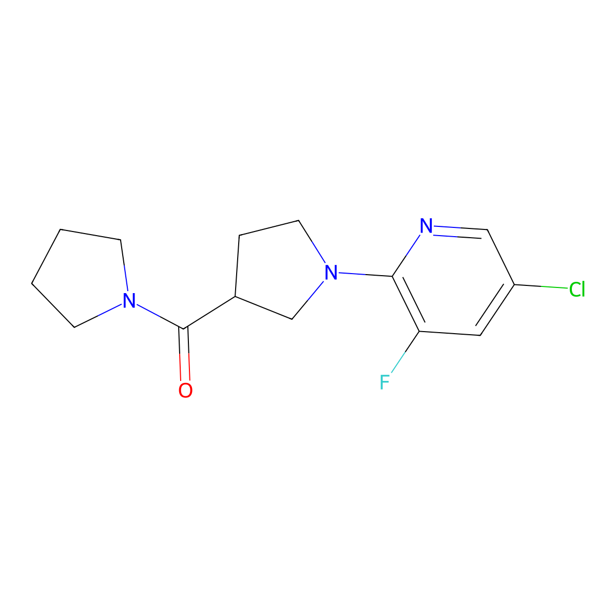 5-Chloro-3-fluoro-2-[3-(pyrrolidine-1-carbonyl)pyrrolidin-1-yl]pyridine molecular structure, CAS 2877702-09-3