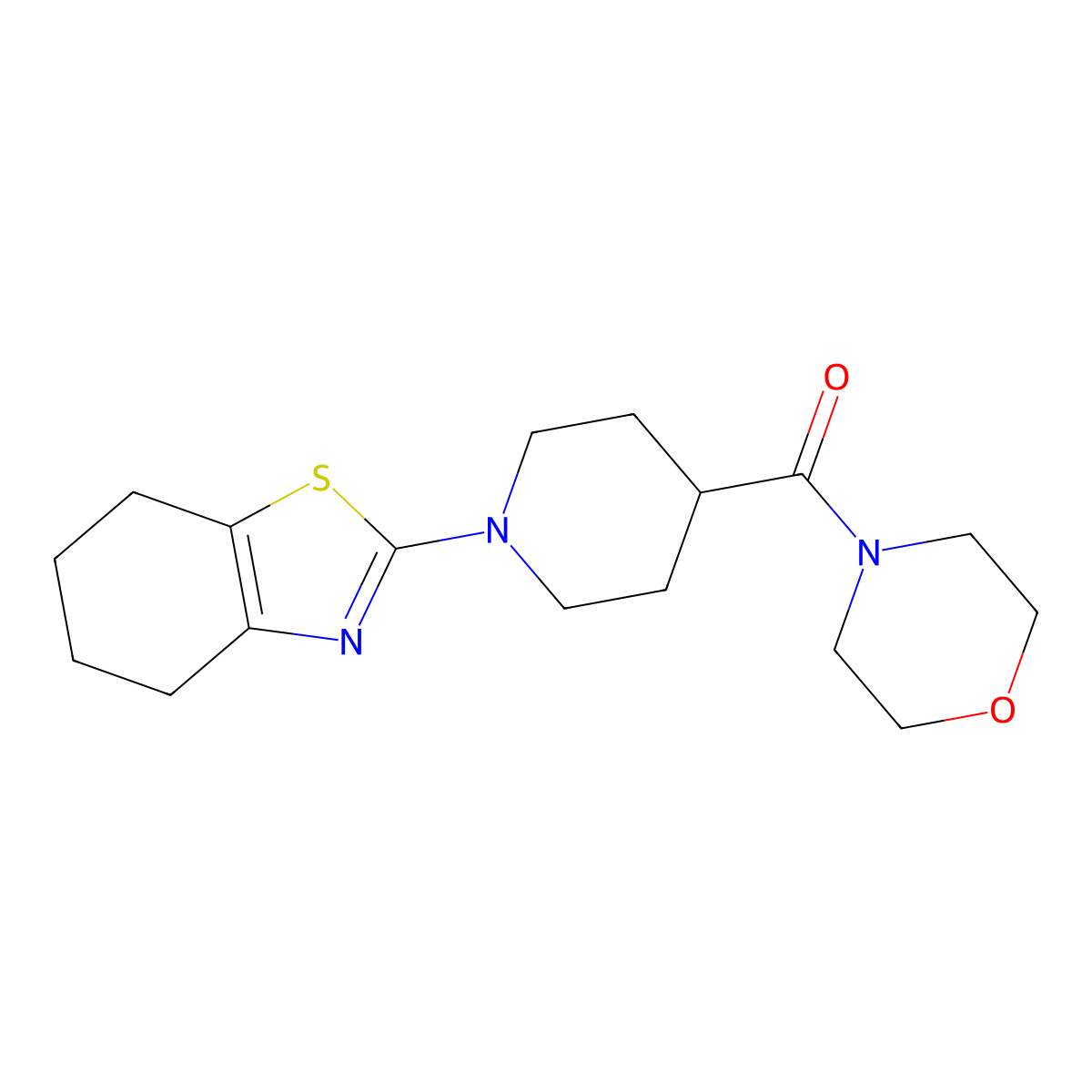 2-[4-(Morpholine-4-carbonyl)piperidin-1-yl]-4,5,6,7-tetrahydro-1,3-benzothiazole molecular structure, CAS 2877702-11-7