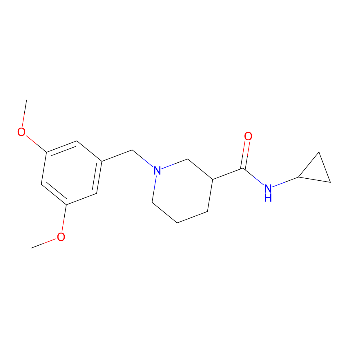 N-cyclopropyl-1-[(3,5-dimethoxyphenyl)methyl]piperidine-3-carboxamide molecular structure, CAS 2877702-15-1