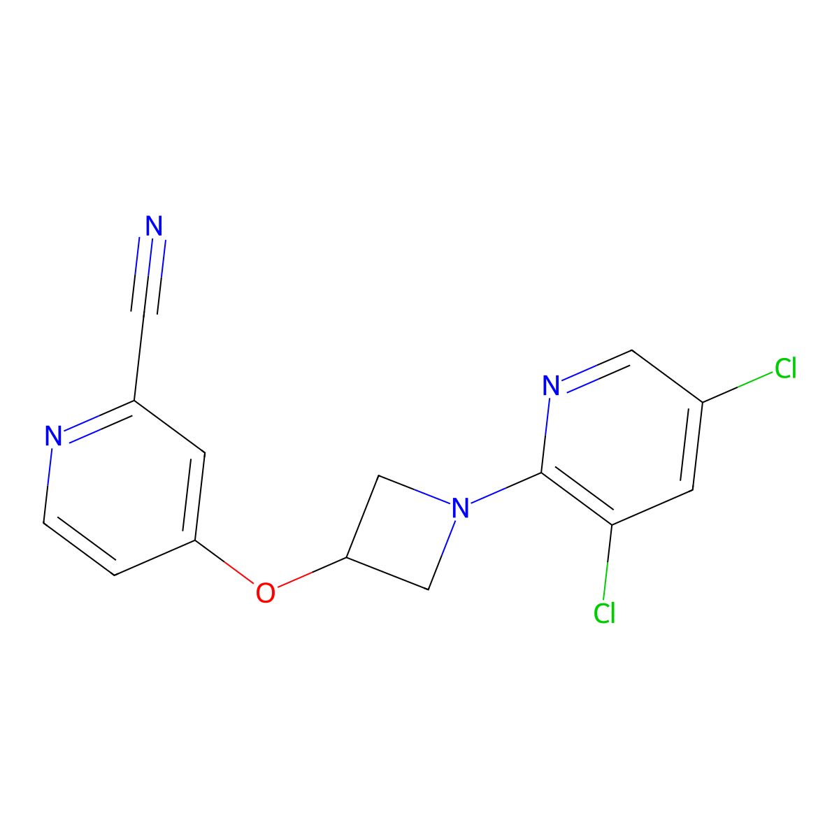 4-{[1-(3,5-Dichloropyridin-2-yl)azetidin-3-yl]oxy}pyridine-2-carbonitrile molecular structure, CAS 2877702-16-2