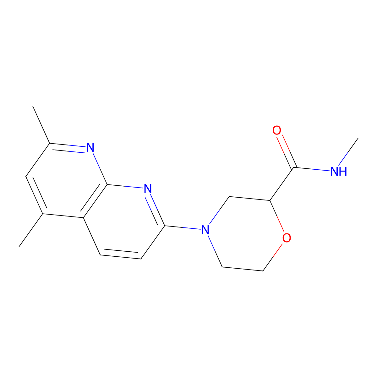 4-(5,7-dimethyl-1,8-naphthyridin-2-yl)-N-methylmorpholine-2-carboxamide molecular structure, CAS 2877702-17-3