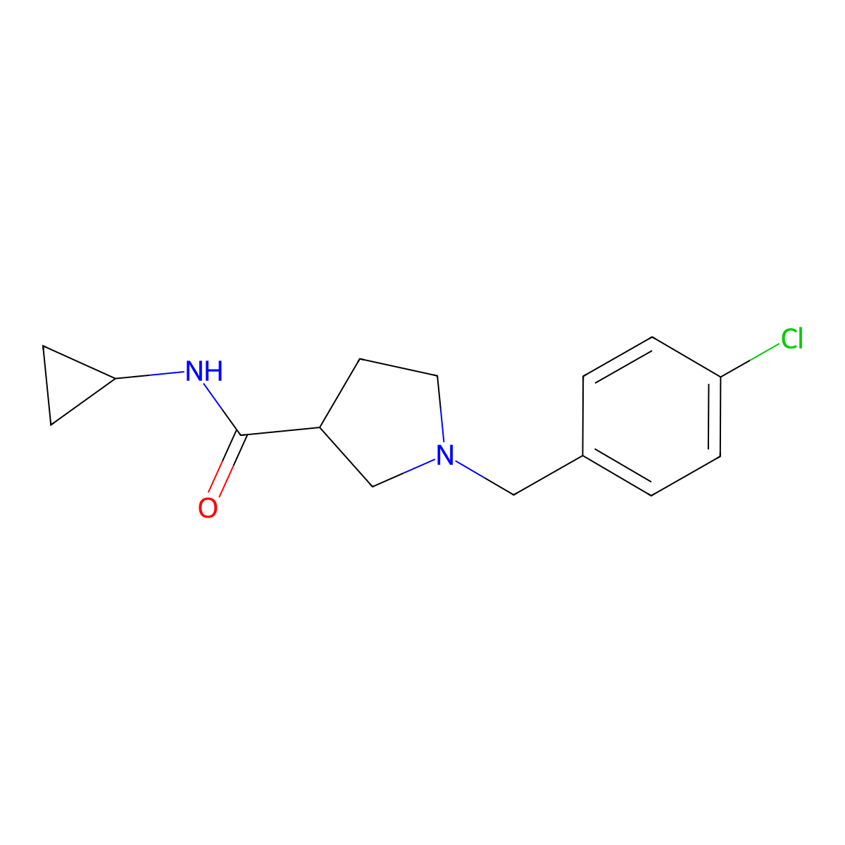1-[(4-chlorophenyl)methyl]-N-cyclopropylpyrrolidine-3-carboxamide molecular structure, CAS 2877702-20-8