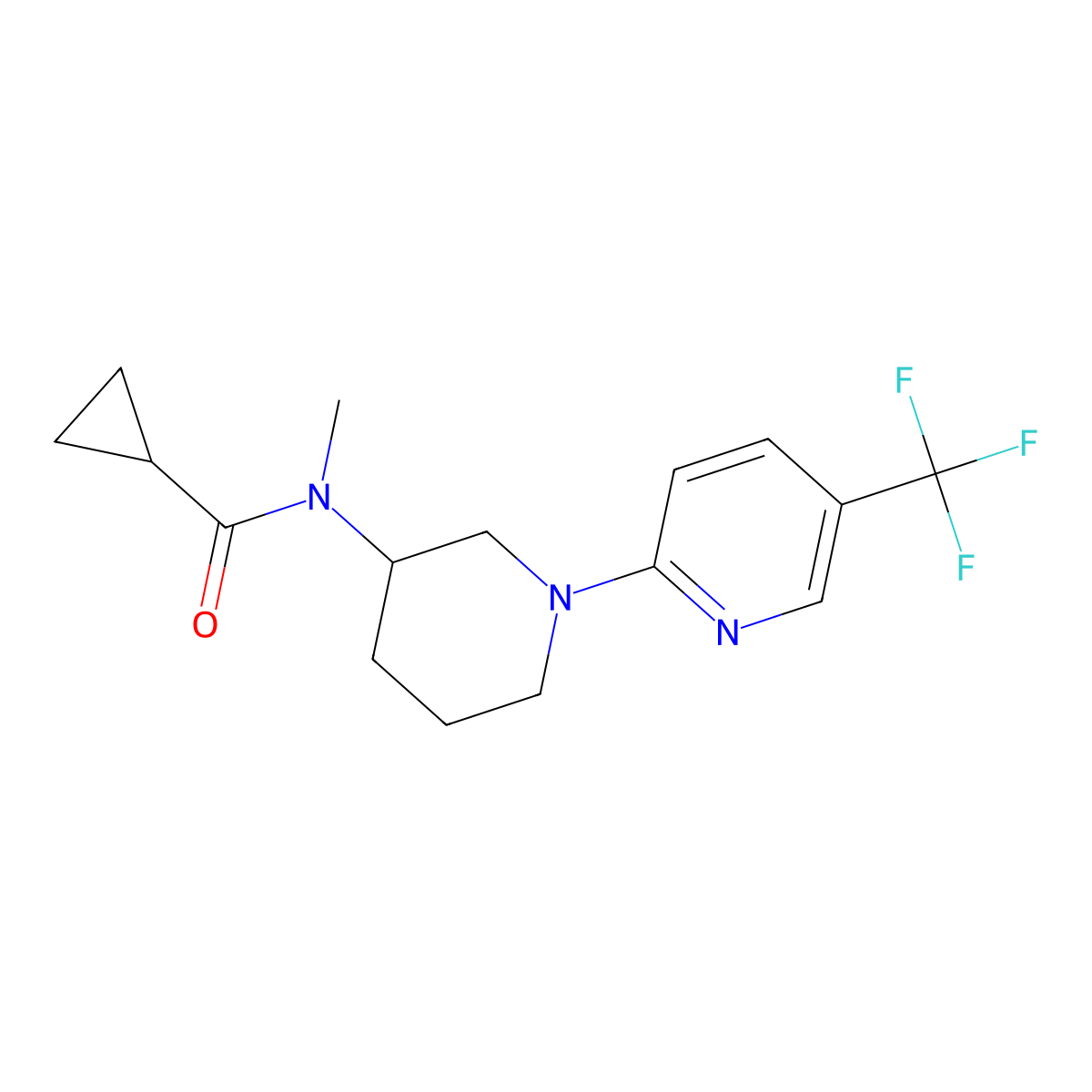 N-methyl-N-{1-[5-(trifluoromethyl)pyridin-2-yl]piperidin-3-yl}cyclopropanecarboxamide molecular structure, CAS 2877702-21-9