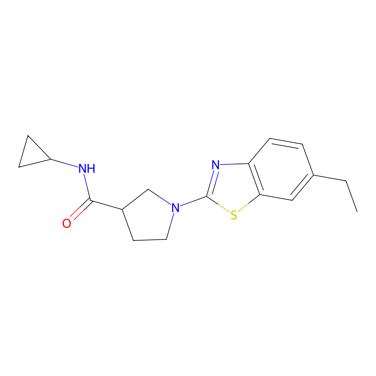 N-cyclopropyl-1-(6-ethyl-1,3-benzothiazol-2-yl)pyrrolidine-3-carboxamide molecular structure, CAS 2877702-23-1