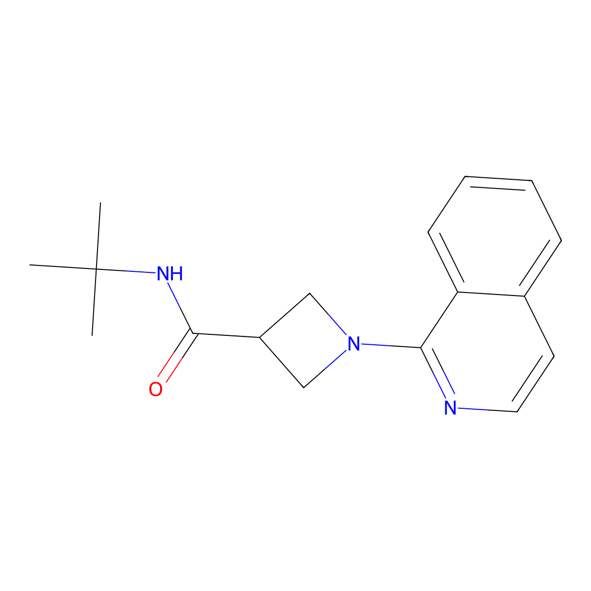 N-tert-butyl-1-(isoquinolin-1-yl)azetidine-3-carboxamide molecular structure, CAS 2877702-29-7