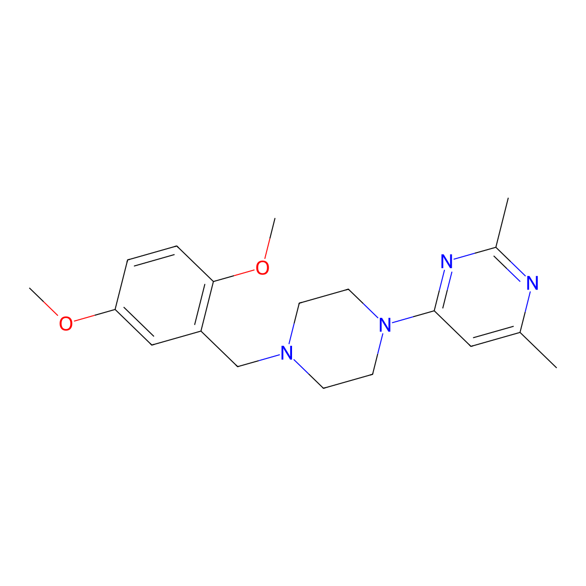 4-{4-[(2,5-Dimethoxyphenyl)methyl]piperazin-1-yl}-2,6-dimethylpyrimidine molecular structure, CAS 2877702-36-6