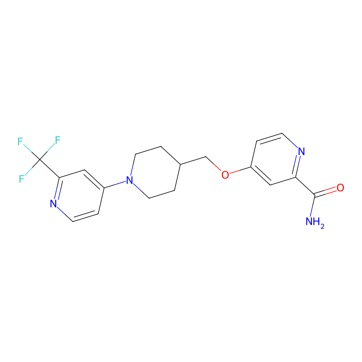 4-({1-[2-(Trifluoromethyl)pyridin-4-yl]piperidin-4-yl}methoxy)pyridine-2-carboxamide molecular structure, CAS 2877702-37-7
