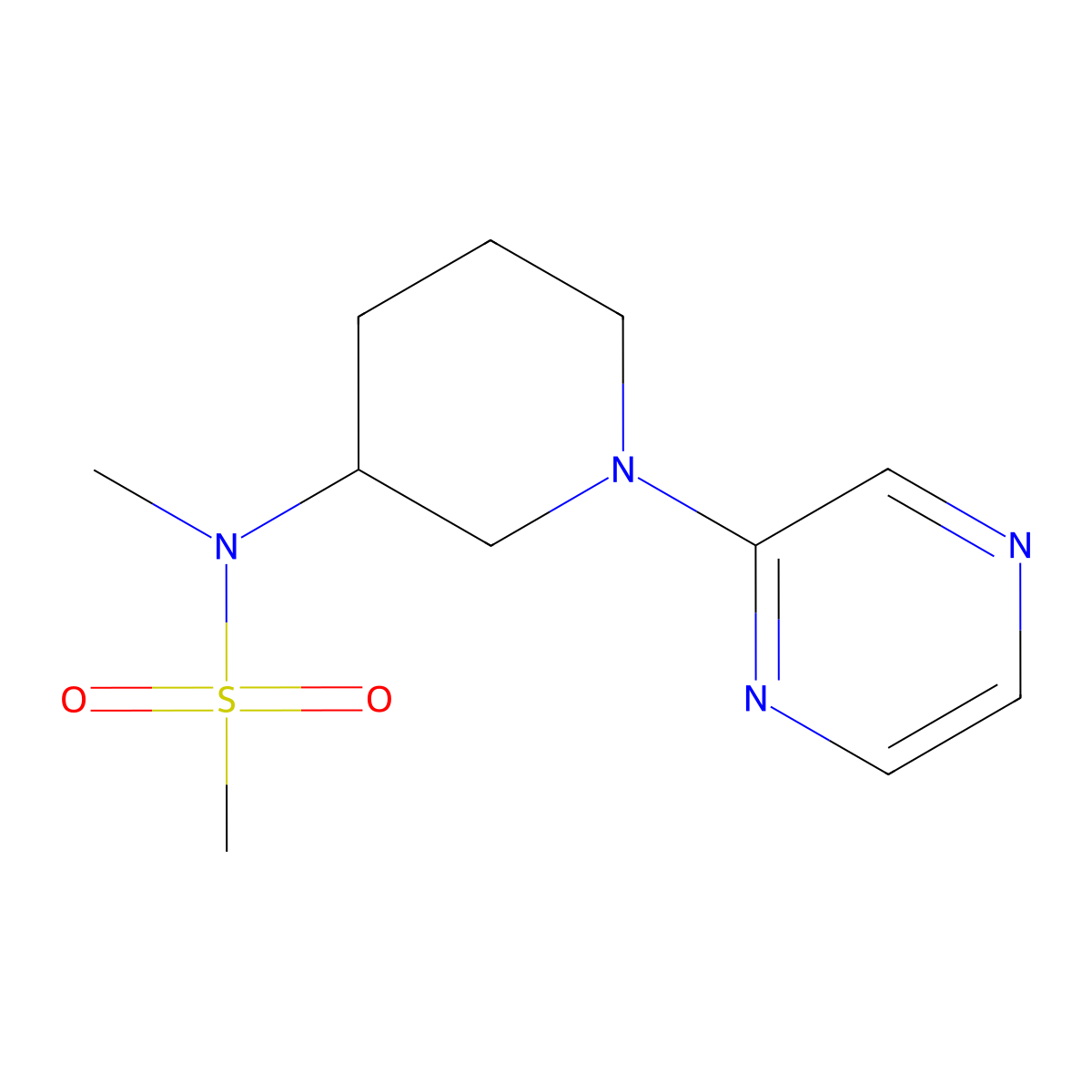 N-methyl-N-[1-(pyrazin-2-yl)piperidin-3-yl]methanesulfonamide molecular structure, CAS 2877702-40-2