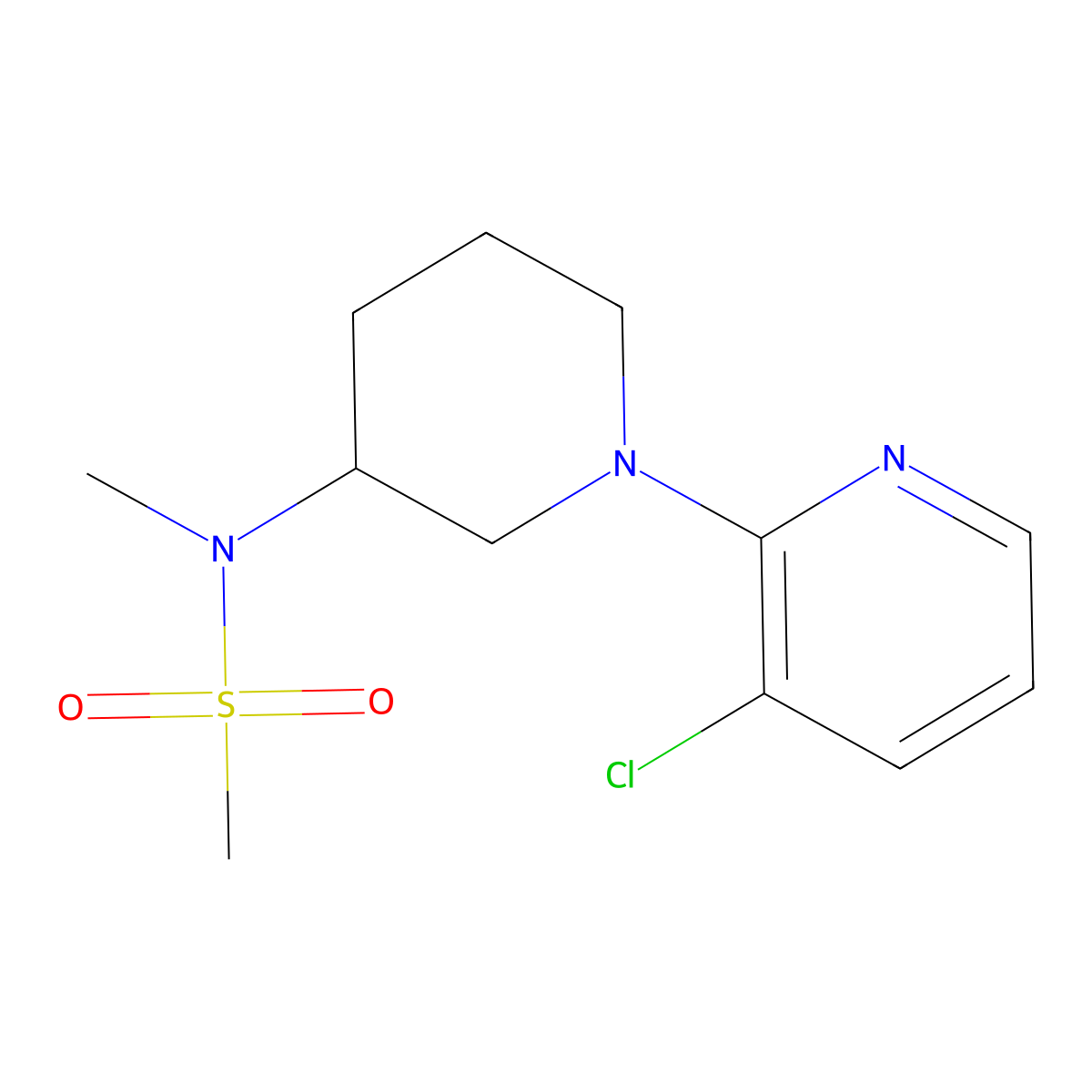 N-[1-(3-chloropyridin-2-yl)piperidin-3-yl]-N-methylmethanesulfonamide molecular structure, CAS 2877702-41-3