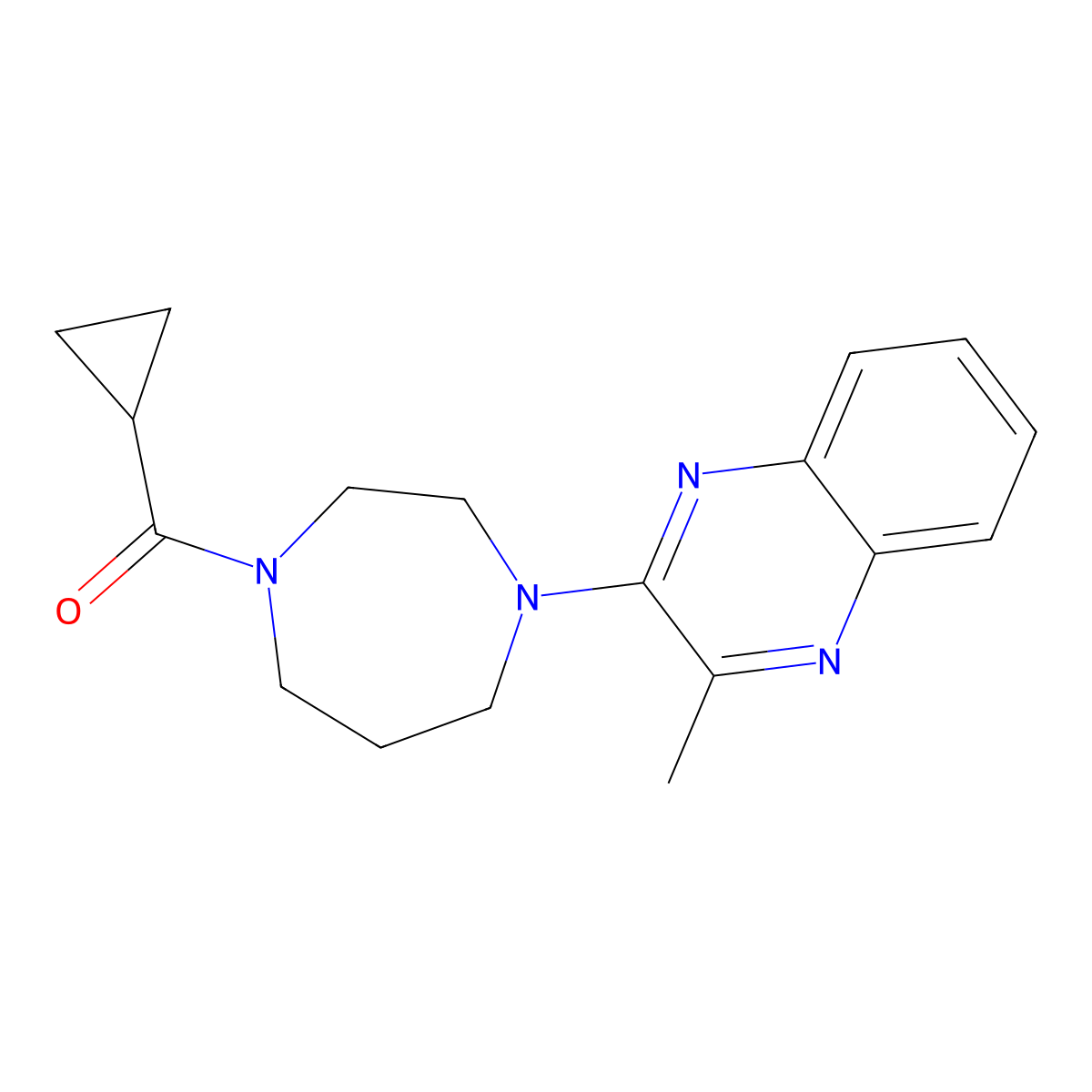 2-(4-Cyclopropanecarbonyl-1,4-diazepan-1-yl)-3-methylquinoxaline molecular structure, CAS 2877702-42-4