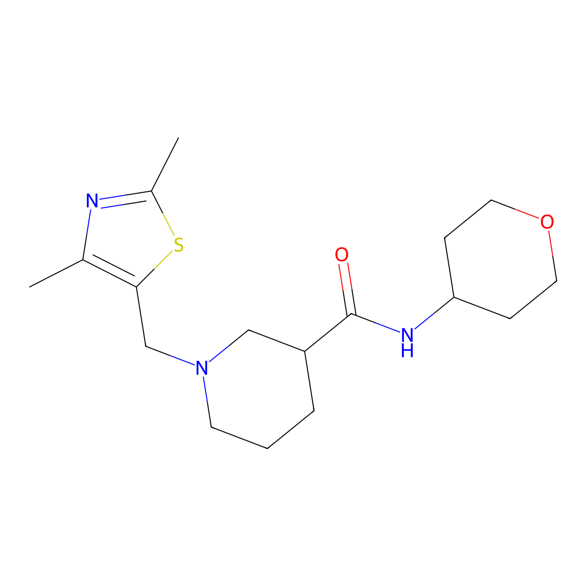 1-[(2,4-dimethyl-1,3-thiazol-5-yl)methyl]-N-(oxan-4-yl)piperidine-3-carboxamide molecular structure, CAS 2877702-50-4