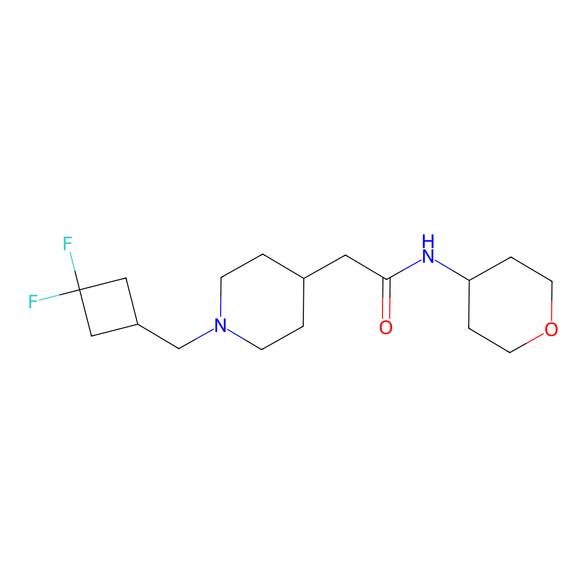 2-{1-[(3,3-difluorocyclobutyl)methyl]piperidin-4-yl}-N-(oxan-4-yl)acetamide molecular structure, CAS 2877702-56-0