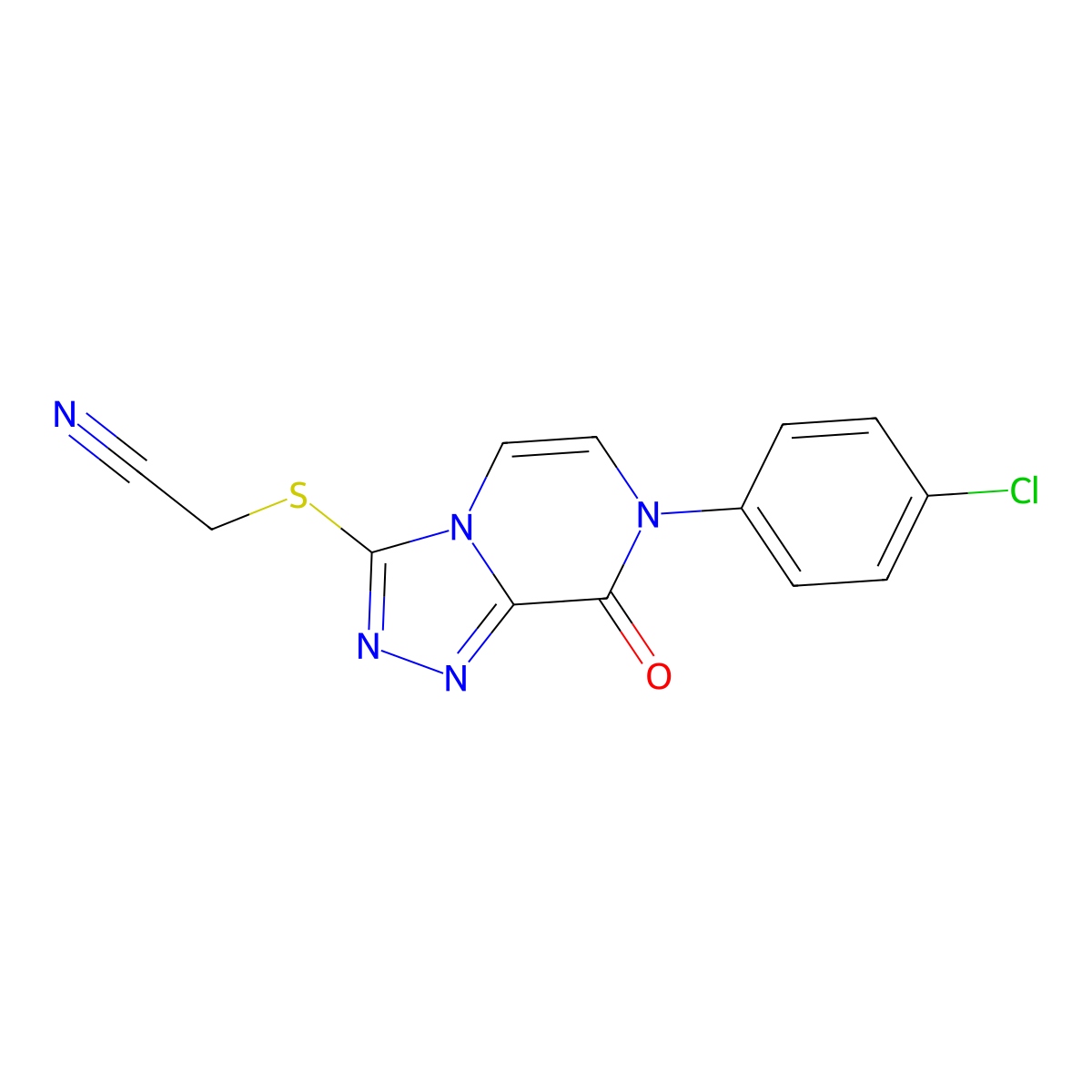 2-{[7-(4-chlorophenyl)-8-oxo-7H,8H-[1,2,4]triazolo[4,3-a]pyrazin-3-yl]sulfanyl}acetonitrile molecular structure, CAS 2877702-60-6