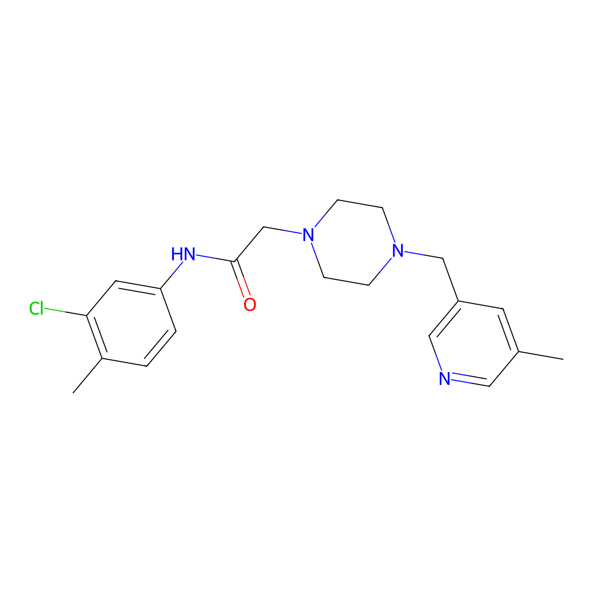 N-(3-chloro-4-methylphenyl)-2-{4-[(5-methylpyridin-3-yl)methyl]piperazin-1-yl}acetamide molecular structure, CAS 2877702-69-5