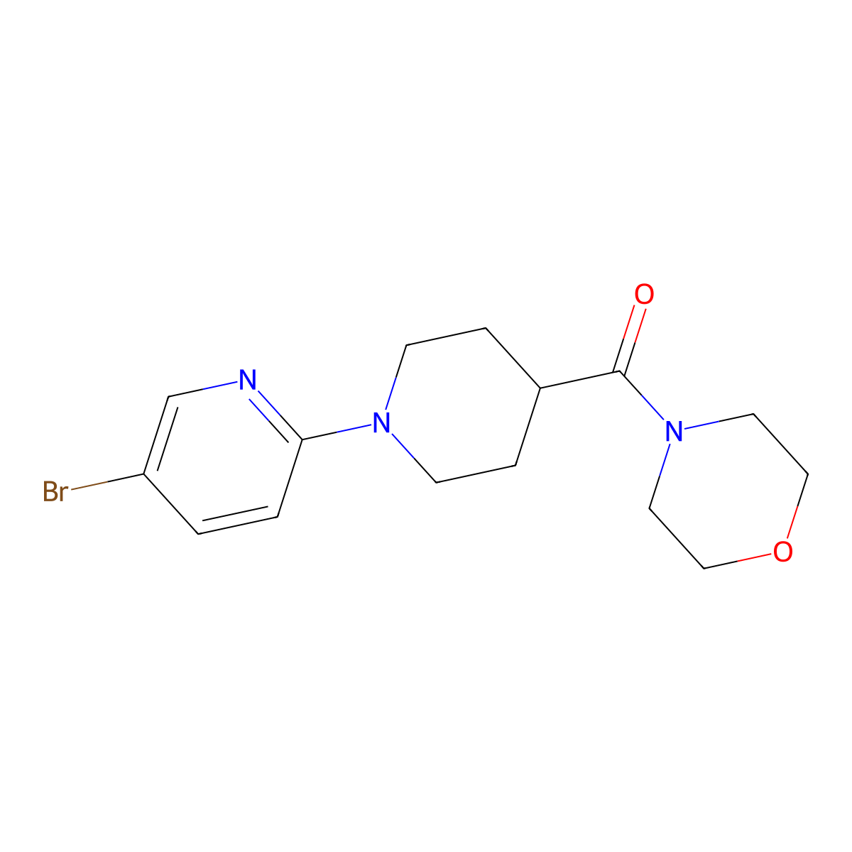 4-[1-(5-Bromopyridin-2-yl)piperidine-4-carbonyl]morpholine molecular structure, CAS 2877702-72-0