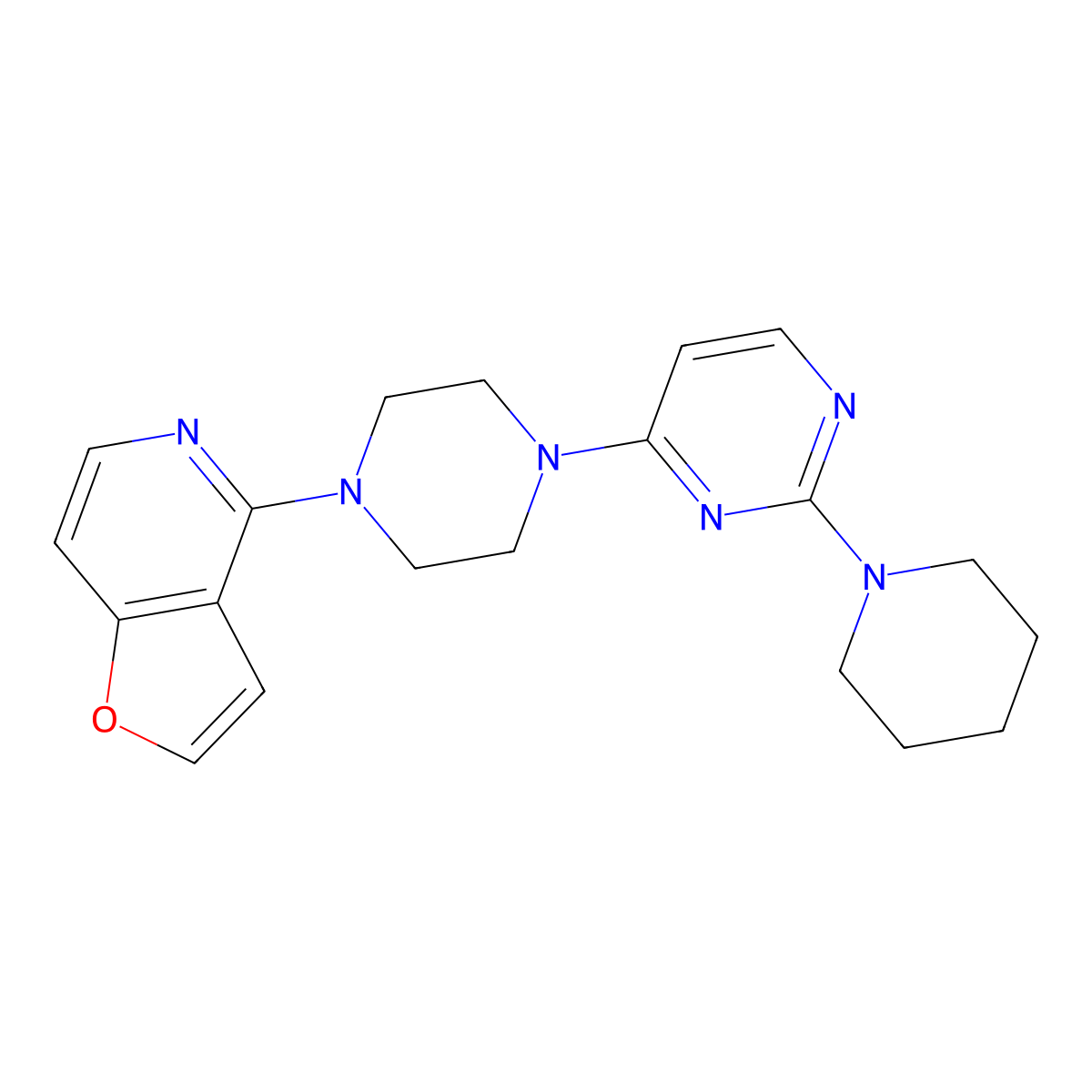 4-(4-{Furo[3,2-c]pyridin-4-yl}piperazin-1-yl)-2-(piperidin-1-yl)pyrimidine molecular structure, CAS 2877702-73-1