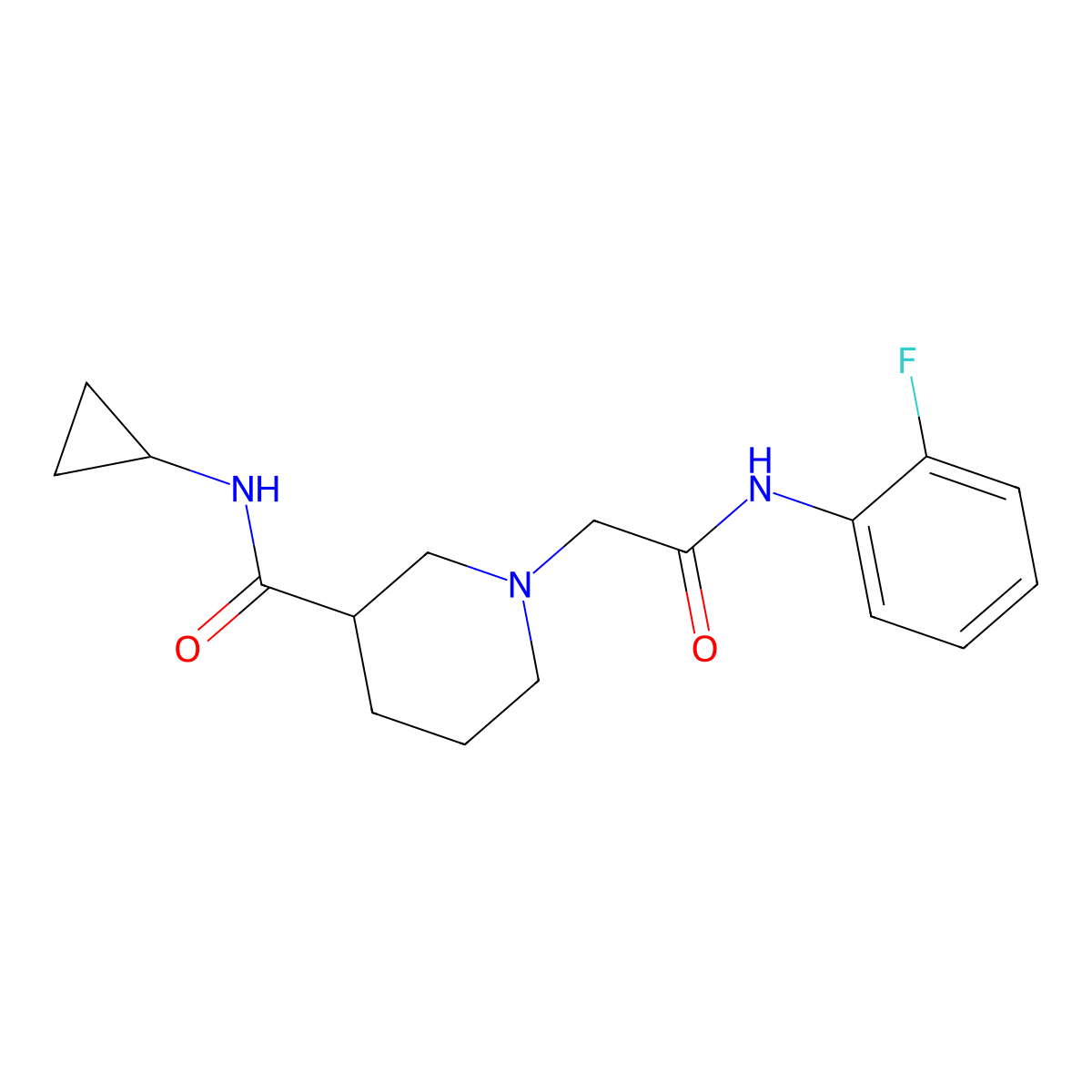 N-cyclopropyl-1-{[(2-fluorophenyl)carbamoyl]methyl}piperidine-3-carboxamide molecular structure, CAS 2877702-82-2