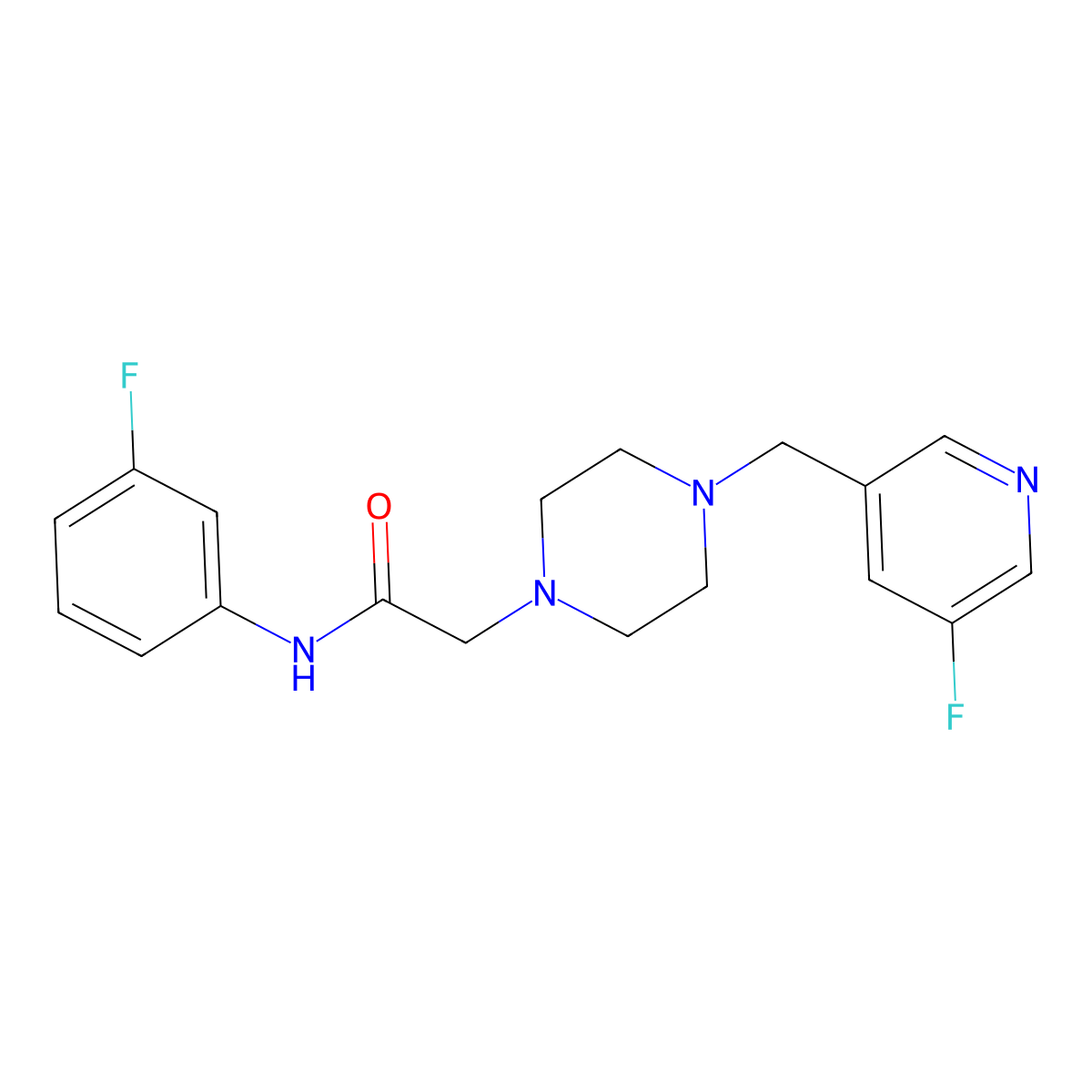 N-(3-fluorophenyl)-2-{4-[(5-fluoropyridin-3-yl)methyl]piperazin-1-yl}acetamide molecular structure, CAS 2877702-88-8