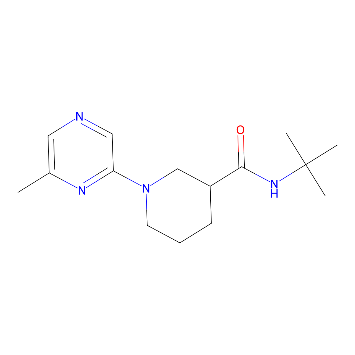 N-tert-butyl-1-(6-methylpyrazin-2-yl)piperidine-3-carboxamide molecular structure, CAS 2877702-90-2