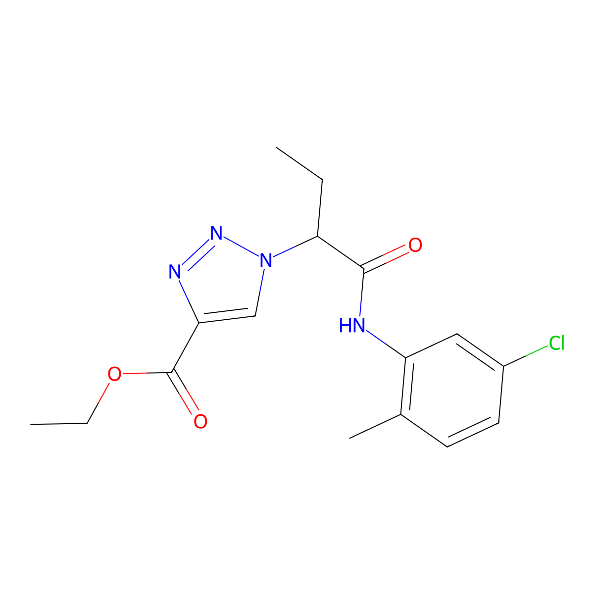 ethyl 1-{1-[(5-chloro-2-methylphenyl)carbamoyl]propyl}-1H-1,2,3-triazole-4-carboxylate molecular structure, CAS 2877702-92-4