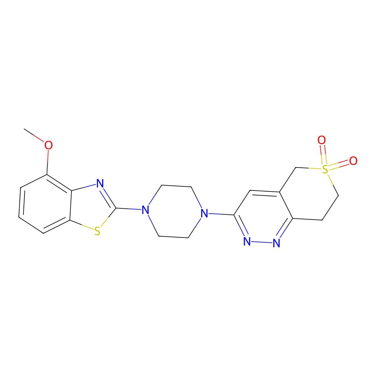 3-[4-(4-methoxy-1,3-benzothiazol-2-yl)piperazin-1-yl]-7,8-dihydro-5H-thiopyrano[4,3-c]pyridazine 6,6-dioxide molecular structure, CAS 2877702-94-6
