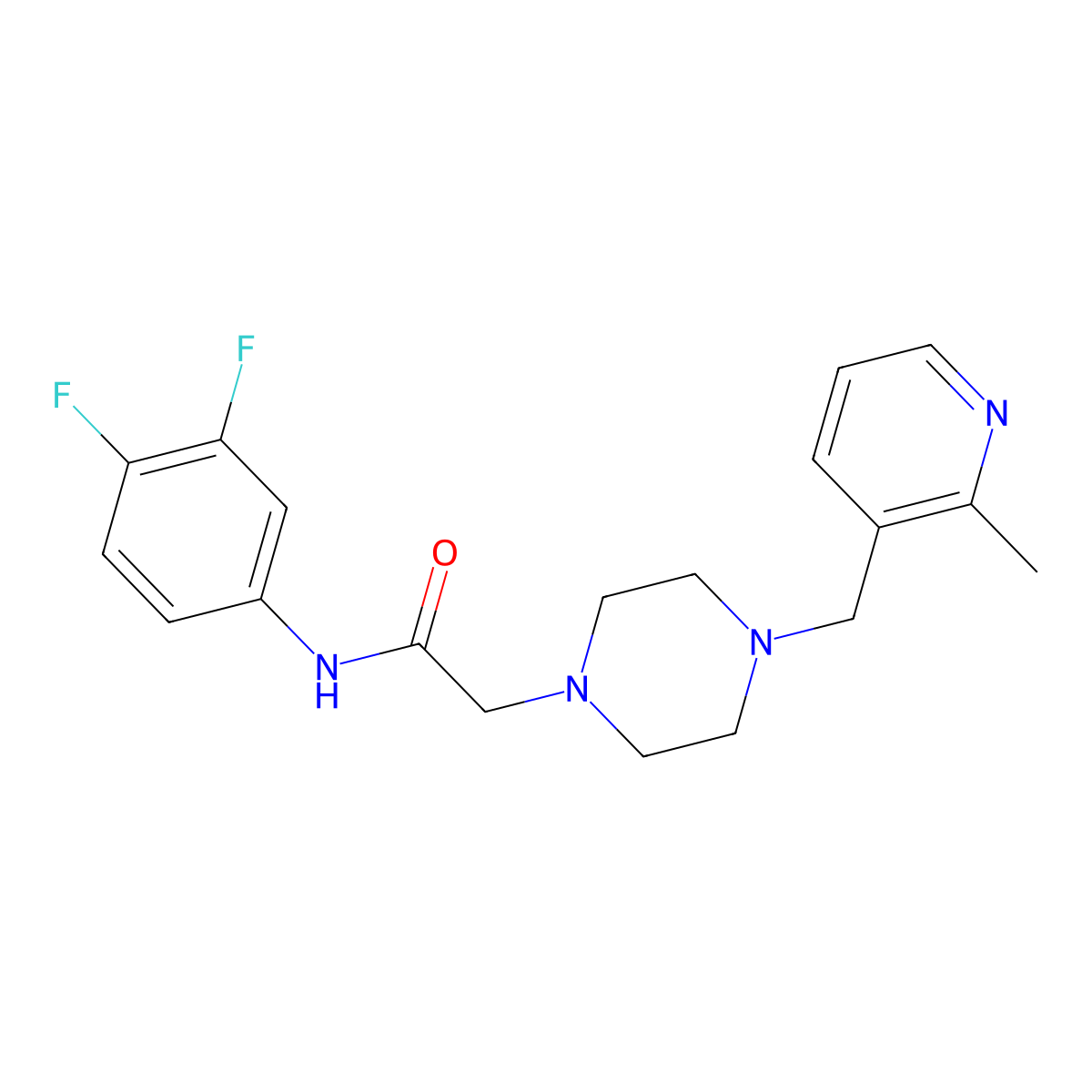 N-(3,4-difluorophenyl)-2-[4-[(2-methylpyridin-3-yl)methyl]piperazin-1-yl]acetamide molecular structure, CAS 2877702-97-9